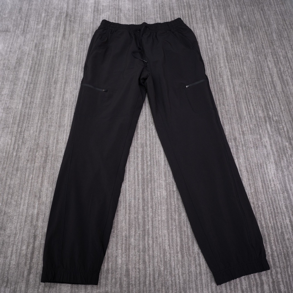Eddie Bauer Cargo Pants Women 8 Black Fleece Lined Plaid Utility Jogger